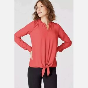 J Jill Coral Tie Front Blouse